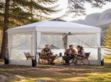 10x10 FT Folding Canopy Tent with 4 Sidewalls, One-Push Central Lock Outdoor Canopy with 2 Clear 43657061