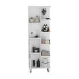 Crovie Linen 63-inch High Bathroom Cabinet Linen Storage Cabinet with Seven Open Shelves B070P173184