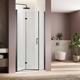 Bifold swing double glass panel shower door 30 in.W x 72 in.H,adjustable frameless shower door with W2269P249433
