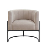 Upholstered Linen Accent Chair with Black Metal Stand,Mid-Century Living Room Leisure Chair with W2186P243108