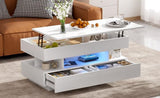 U-Can Lift-Top Coffee Table with 2 Drawers, Modern Coffee Table with Adequate Hidden Compartment, N724P290058K