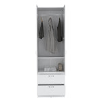 ZUN Vico 76" High Armoire Wardrove Closet with 2 Drawers, Double Door Cabinet , One Shelf and Hanging B200P188838