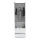 ZUN Vico 76" High Armoire Wardrove Closet with 2 Drawers, Double Door Cabinet , One Shelf and Hanging B200P188838