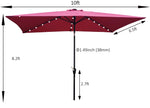 ZUN 10 x 6.5t Rectangular Patio Solar LED Lighted Outdoor Umbrellas with Crank and Push Button Tilt for W65627943