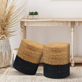 72699233)Ottoman Poof, Natural Seagrass Poufs, Hand Weave Round Footstool, Pouffe Accent 70455935