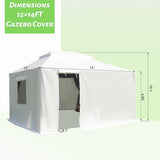 12'x14' Gazebo Cover for Hardtop Gazebos, Outdoor Universal Winter Gazebo Cover with Sidewalls and W1859P227653