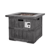 ZUN Outdoor Patio 24.5" H x 30" W Square Gas Burning Concrete Fire Pit - 40, 000 BTU, Fire Pit Table 69895128