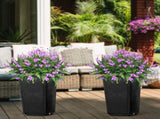 2 Pack Outdoor Tall Plastic Planter Set, Large Flower Pots with Drainage Holes, Durable Plant Pots 24282110