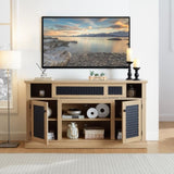 Embossed Pattern TV Stand, TV and Media Console with Open and Closed Storage Space and sliding door W1758P231685