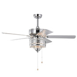 52'' Classical Crystal Ceiling Fan Lamp 5 Reversible Blades for Living Room, Dining Room, Bedroom, W1592P164710