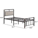 Single-Layer Bed Head and Soft Pull Button Bed End Standpipe Water Pipe Bed Twin Black Gold-Painted 29584293
