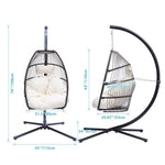 ZUN Outdoor Patio Wicker Folding Hanging Chair,Rattan Swing Hammock Egg Chair With C Type Bracket , With W41928445