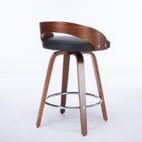 Bar Stools Set of 2, Swivel Bar Height Stools with Low Back, Wood Bar Chairs with Soft Cushion Seat, W1143P173431