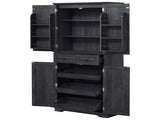 K&K 71" Tall Kitchen Pantry Cabinet with 3 Pull Out Cabinet Organizers, Farmhouse Embossed Texture N707P256507B