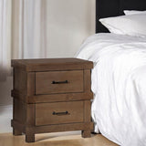 Wooden Nightstand with 2 Drawers in Antique Oak Finish B016P253784
