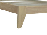 King Size Solid Wood Bed with Rattan Headboard, Rubber Wood Bed with Central Support Beams and W504P444380