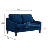 Modern Loveseat sofa for Living Room, Upholstered Velvet Small Couch with Wooden Legs for Livingroom W2186P143468