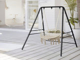 133*137*180cm Wrought Iron Four-Legged Standing 200kg Three Rings Hanging Chair Frame Black 76632052