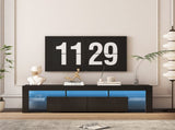 High gloss TV Stand with LED Lights for TVs up to 65'', Modern TV Console with Storage Cabinets for W1321126658