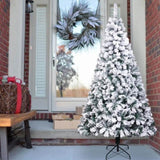 ZUN 6FT PVC Flocking Christmas Tree 750 Branches Spread Out Naturally Tree 28060686