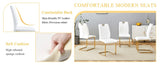 White PU Dining Chair Set.Uniquely designed white dinings. PU material, paired with gold metal W2920P233519