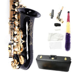 ZUN Be Brass Carving Pattern Pearl White Shell Button Saxophone with Strap Black 68095818