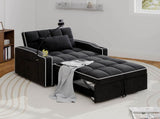 Corduroy Pull-Out Sleeper Chair With Pillow, Brushed Stainless Steel Cup Holder, Phone Stand & Usb 79529233