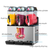 110V Commercial Slushy Machine 45L 3 Tank 1100W Stainless Steel Margarita Frozen Drink With Powerful W1676P146602