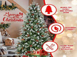 5FT Christmas Tree with 1131 Tips, Red Berries & Pine Cones Snow-Dusted PEPVC Branches, Hinged 84431648
