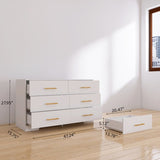 ZUN White color Large 6 drawers chest of drawer dressers table with golden handle W1320110986