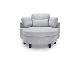 51-inch gray corduroy sofa with two throw pillows and a waist pillow with an extra tray for W1658P143717