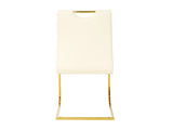 Modern Light Yellow PU dining chair Living room chair Upholstered chair, gold metal chair leg W210P179895