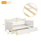 Twin Wooden Daybed with Trundle Bed, Sofa Bed for Bedroom Living Room,White WF192861AAK