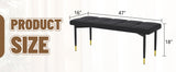 47*16 Inch Multifunctional Black Shoe Bench - Faux PU Cushion, Sturdy Metal Legs With Gold W1512P355040
