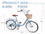 7 Speed City Bike With Basket , Steel Frame,Multiple Colors 22 Inch Girls Bicycle W1019P206926