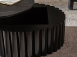 Round Coffee Table With Lift Handcrafted Relief Sturdy Pedestal Wooden Tea Table for Living Room no W3081P360271
