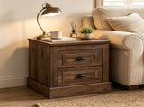 Farmhouse Nightstand with 2 Storage Drawers, Vintage Wooden Bedside Table with Non-Slip Foot Pads, 15894813