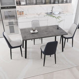 55.12-70.87" expandable rectangular dining table that can accommodate 4-6 people, equipped with 4 PU 99500020