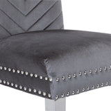 ZUN Eva 2 Piece Stainless Steel Legs Chair Finish with Velvet Fabric in Gray 733569236183
