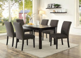 ZUN Dining Room Chairs Ash Black Polyfiber Nail heads Parson Style Set of 2 Side Chairs Dining Room B01153265