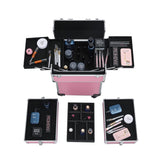 ZUN 4-in-1 Draw-bar Style Interchangeable Aluminum Rolling Makeup Case Pink 73553881