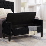 Upholstered Tufted Button Storage Bench with nails trim,Entryway Living Room Soft Padded Seat with 68033882