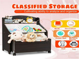 Dark Brown Multifunctional Kids Storage Cabinet with Large Capacity Toy Box and Display Shelf, Safe 88739815