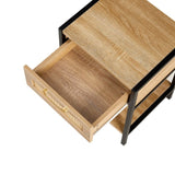 15.74" Rattan End table with drawer, Modern nightstand, metal legs,side table for living room, W1265121744