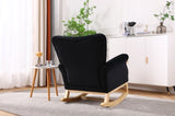 Mid Century Fabric Rocker Chair with Wood Legs and velvet for Livingroom Bedroom W136158988