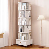 Rotating Bookshelf with Drawer, 360 Display 6 Tier Corner Bookshelf for Small Space, Floor Standing W2641P329209