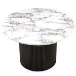 ZUN 47 Round Dining Table for 4, Imitation White Marble Grain MDF Tabletop Modern Kitchen Table, 47 W1164P225840