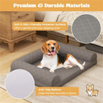 ZUN 36" Orthopedic Dog Bed,Egg-Foam Dog Crate Bed with 3-Side Bolster and Removable Washable Bed 18758361