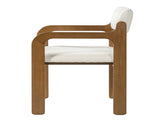 Modern Rubber Wood Dining Chairs, Upholstered Fabric Armchairs,Walnut wood Beige fabric N768P489276W