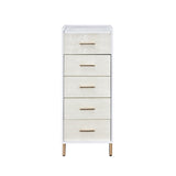 ZUN White, Champagne and Gold 4-drawer Jewelry Armoire with Lift-top B062P185656